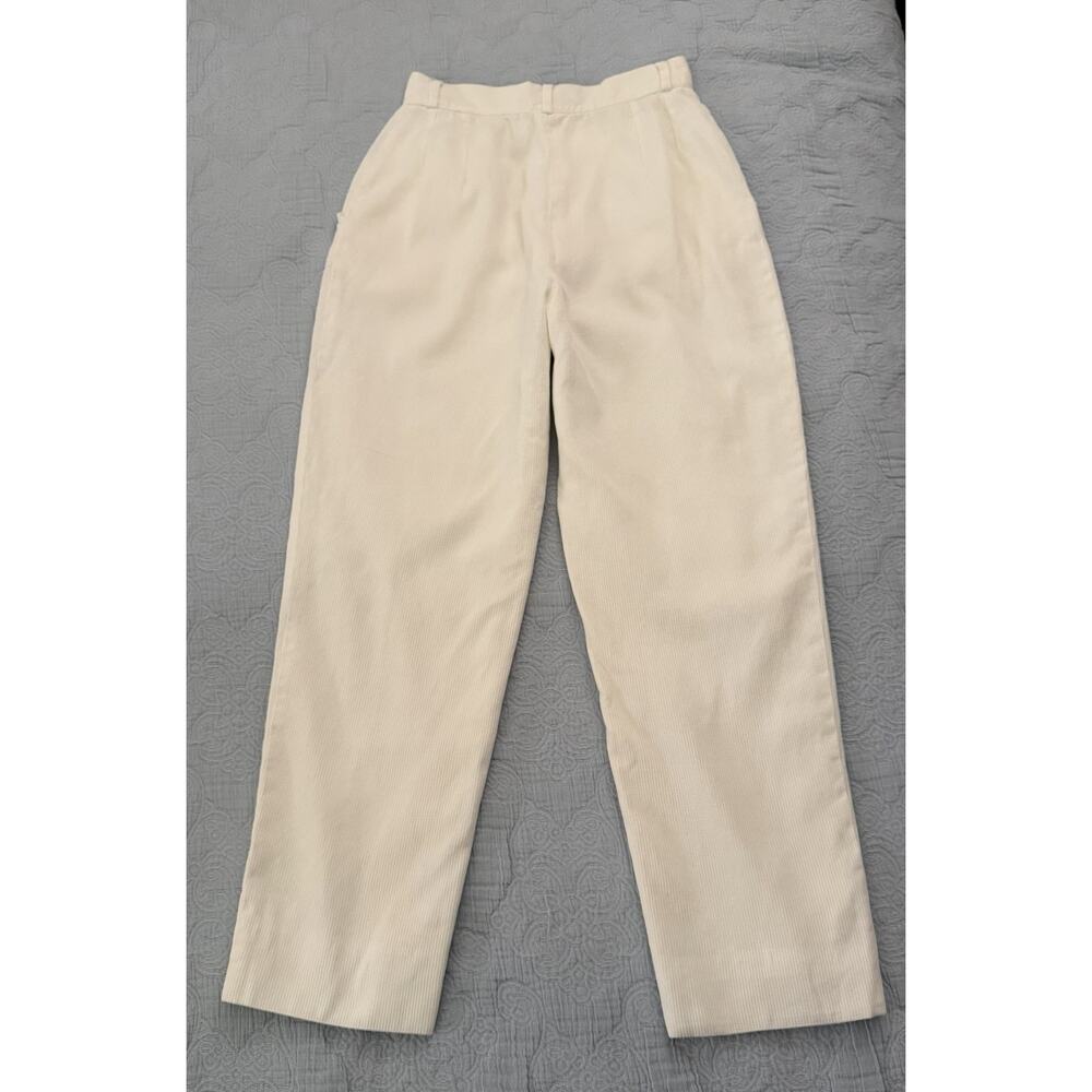 VTG 90s Salvatore Ferragamo White Cotton Waffle Pant Sz 38 XS Small High Waisted